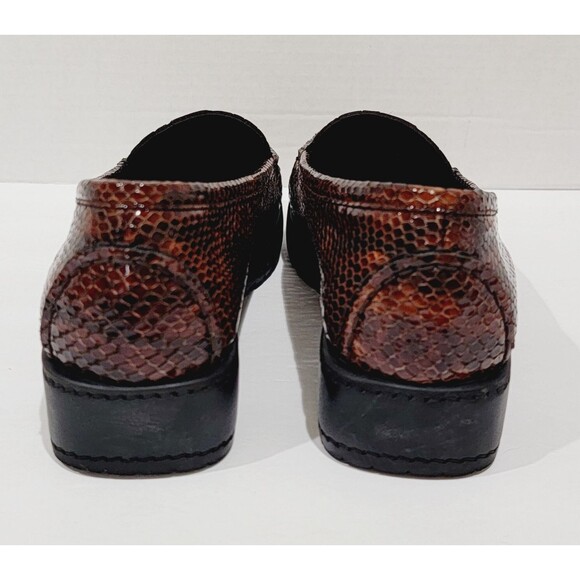 Stuart Weitzman Nice Brown Crystal Snake Loafers Women 9.5 W Croc Patent Leather - Picture 6 of 12